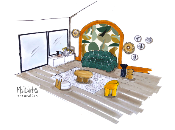 alt="inspiration salon design coloré contemporain moderne décoration intérieure MaDatcha Décoration""
