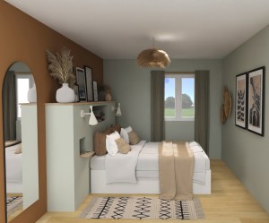 "Aménagement et décoration chambre parentale Luberon style bohème chic décoration intérieur MADatcha Décoration"