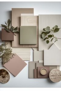 alt="aménagement et décoration palette couleurs nuances matériaux planches ambiance"